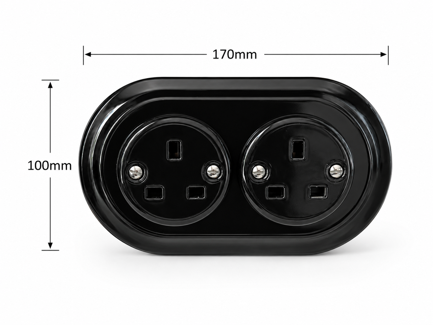 Nero Porcelain Double Type G Plug Socket