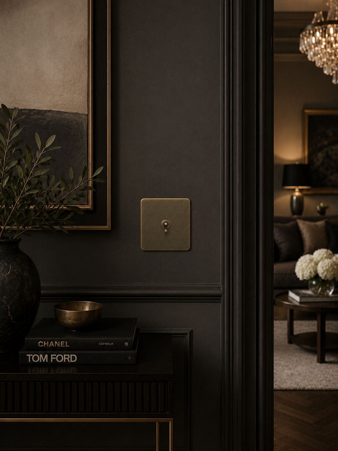 Brushed Brass 1 Gang 2 Way Dolly Toggle Light Switch