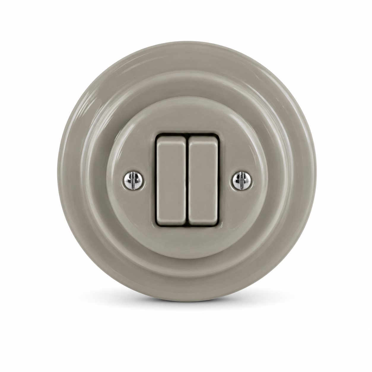 2 Gang 2 Way Porcelain Light Switch Miami Grey