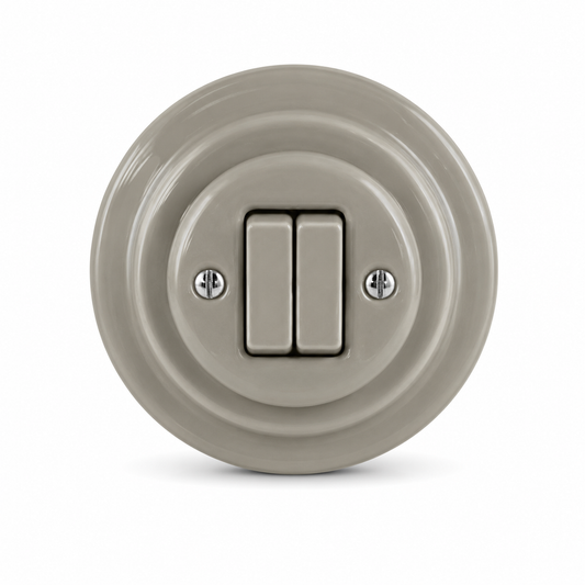 2 Gang 2 Way Porcelain Light Switch Miami Grey