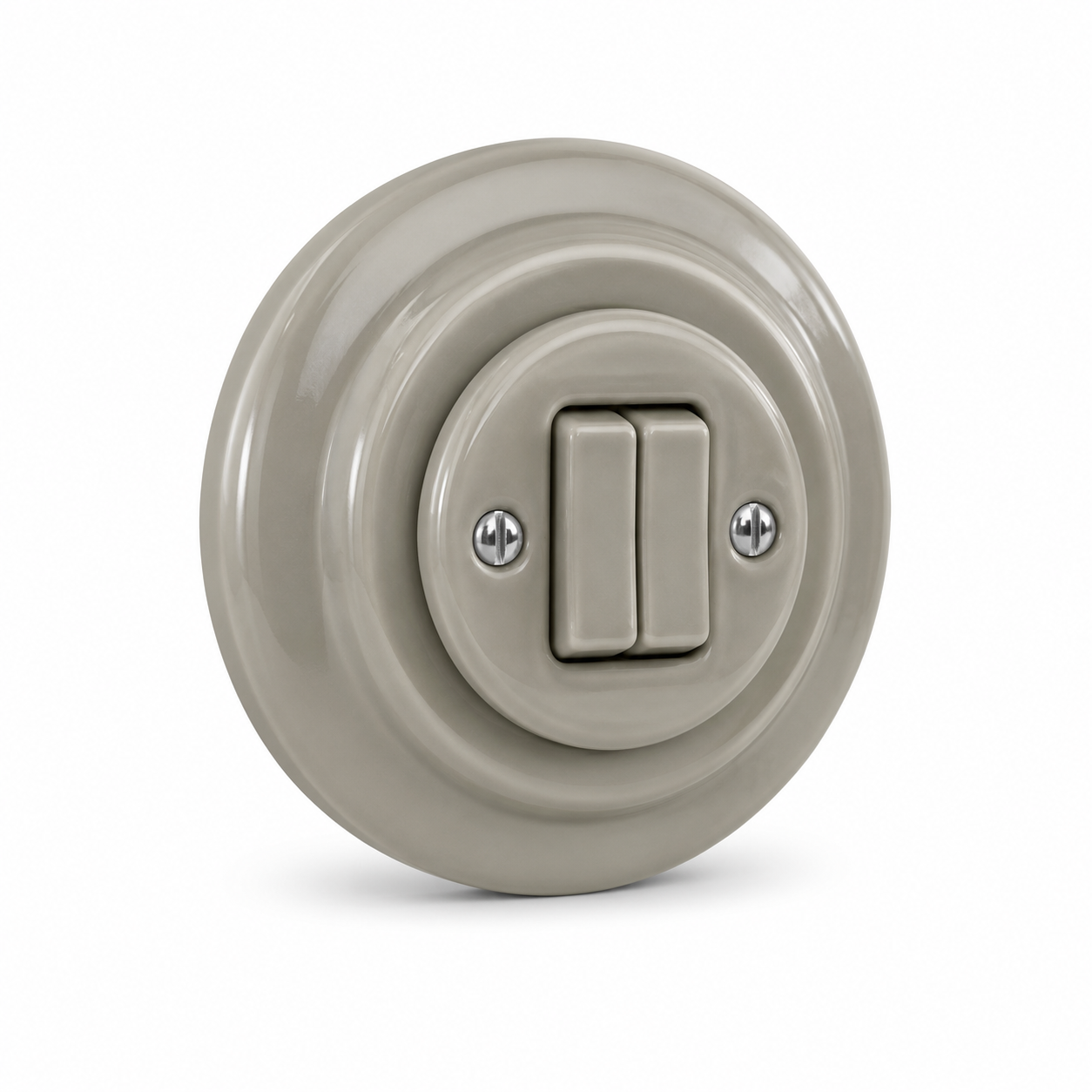 2 Gang 2 Way Porcelain Light Switch Miami Grey