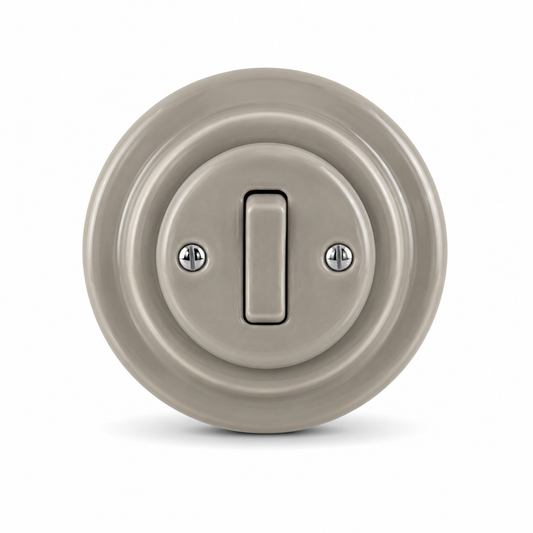 1 Gang Porcelain Light Switch Miami Grey