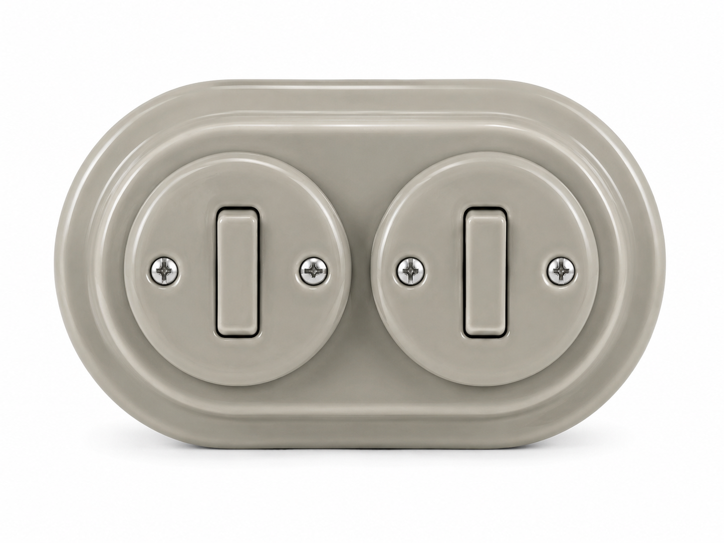 2 Gang Double Porcelain Light Switch Miami Grey