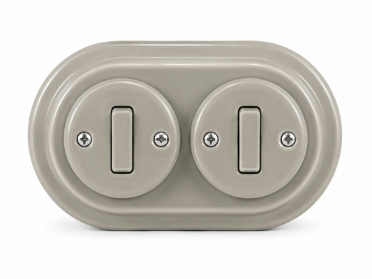 2 Gang Double Porcelain Light Switch Miami Grey