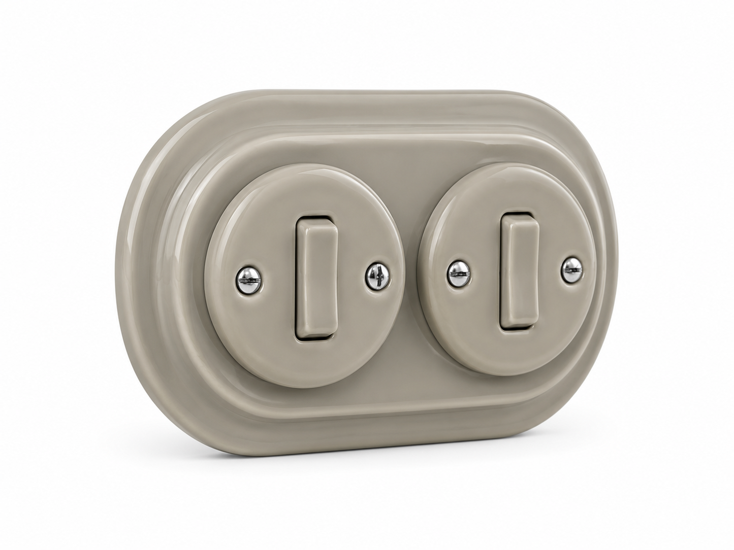 2 Gang Double Porcelain Light Switch Miami Grey