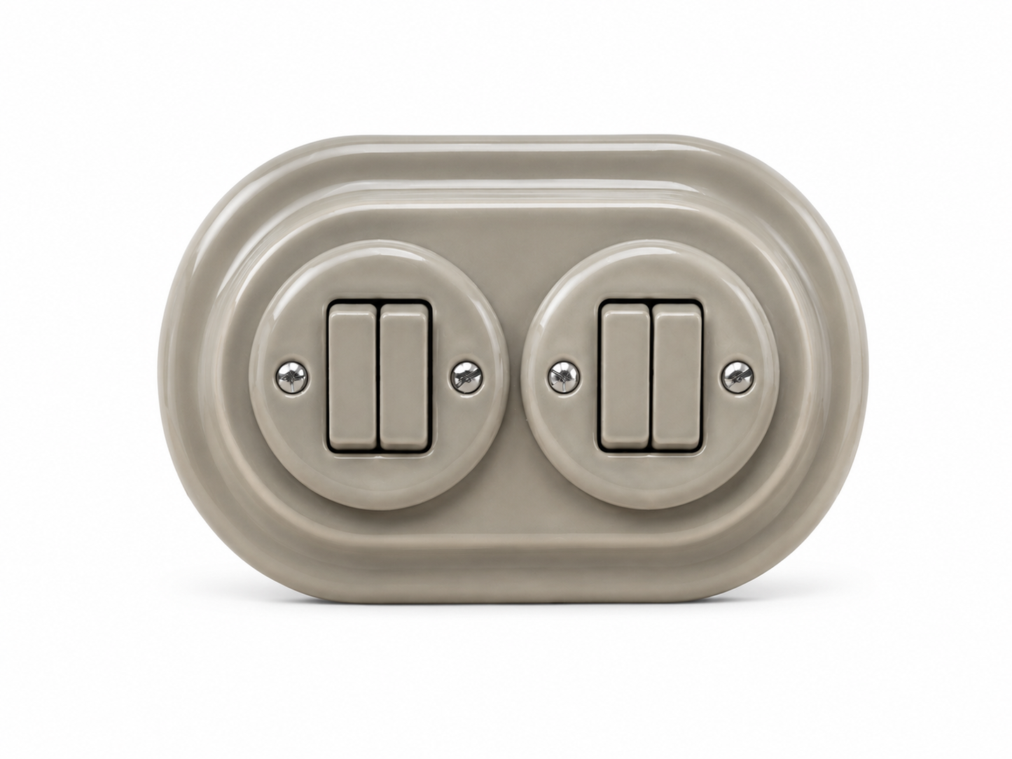 4 Gang Double Porcelain Light Switch Miami Grey