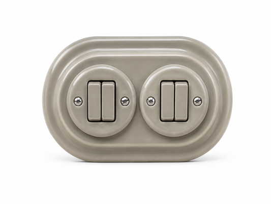 4 Gang Double Porcelain Light Switch Miami Grey