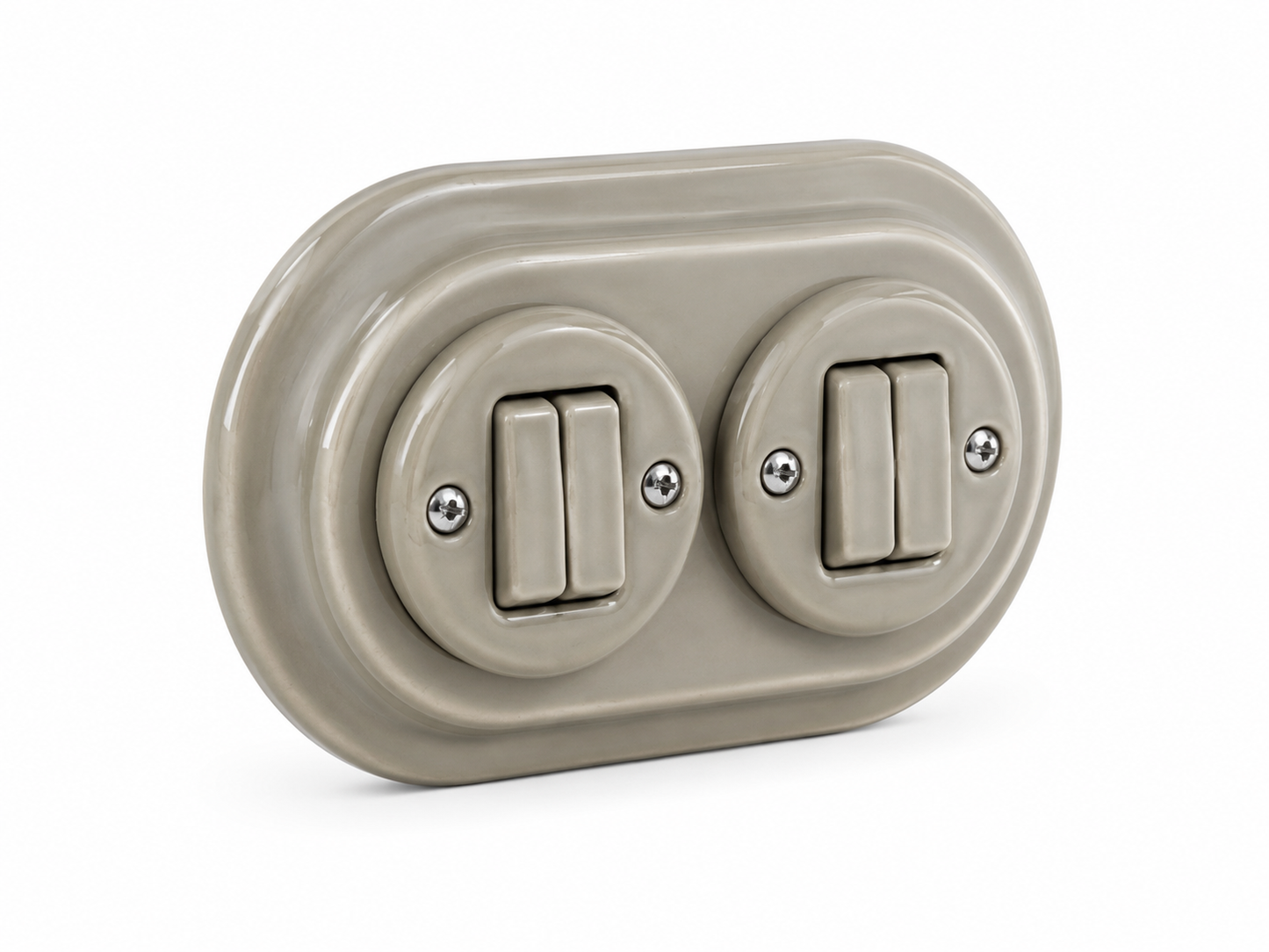 4 Gang Double Porcelain Light Switch Miami Grey