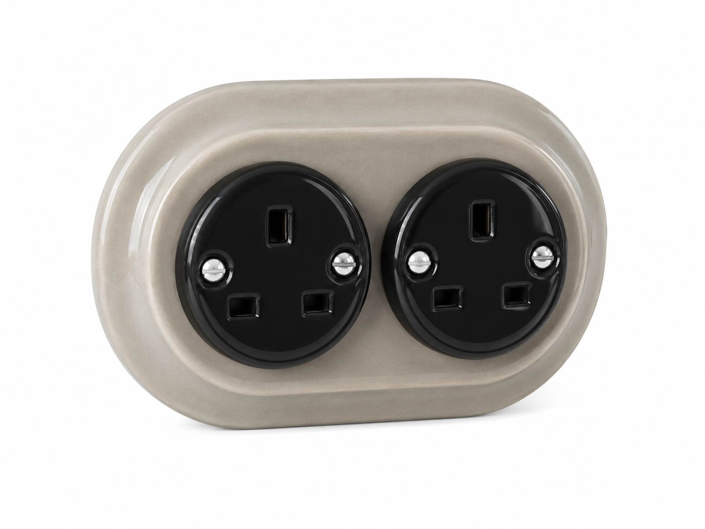 Nero Porcelain Double Type G Plug Socket