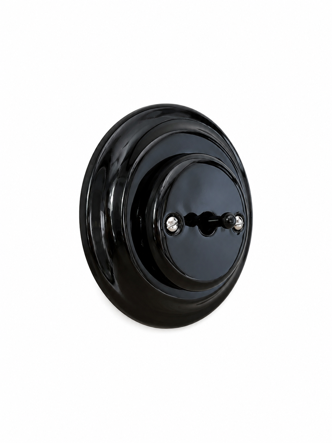 Nero 1 Gang 2 Way Porcelain Dolly Light Switch Black Toggle