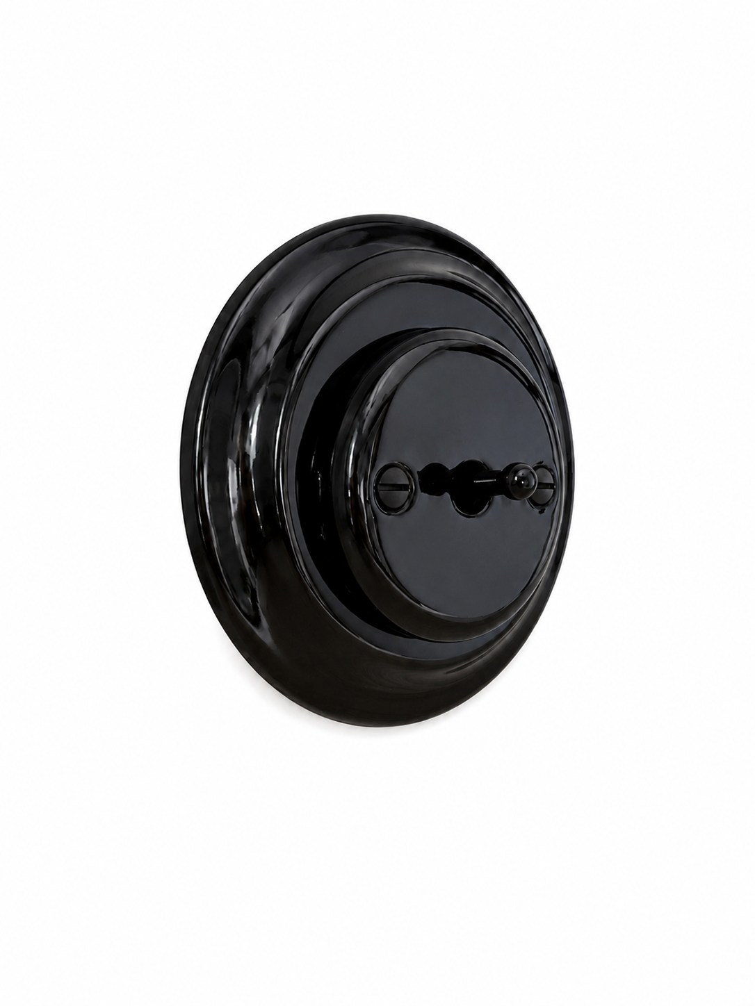 Nero 1 Gang 2 Way Porcelain Dolly Light Switch Black Toggle