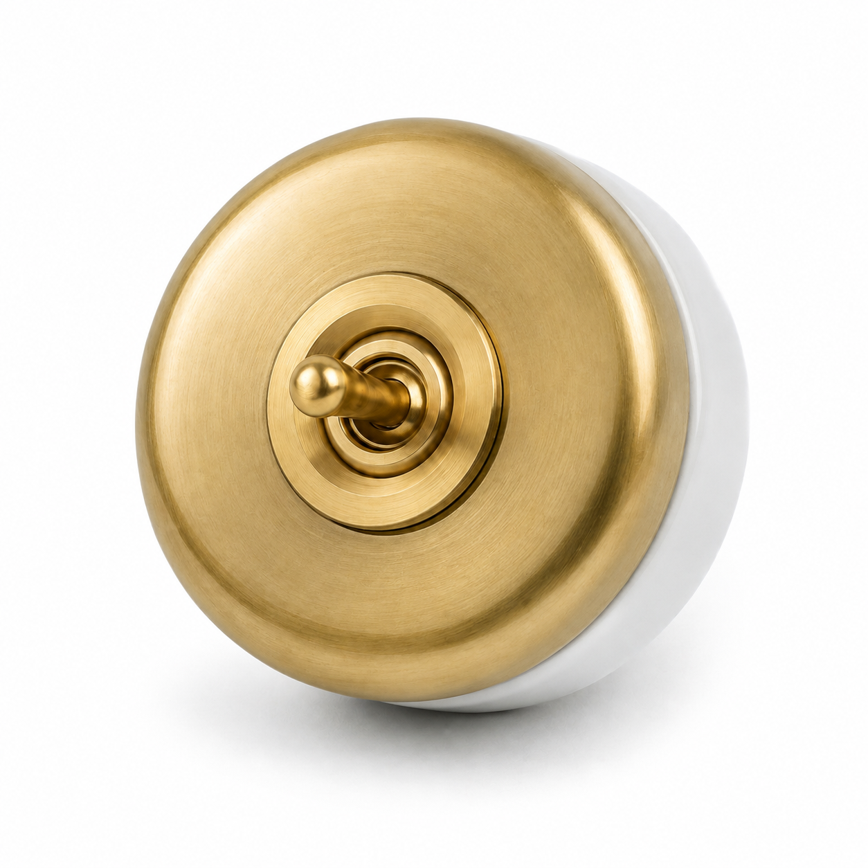 White Smooth Gold Porcelain Dolly Light Switch