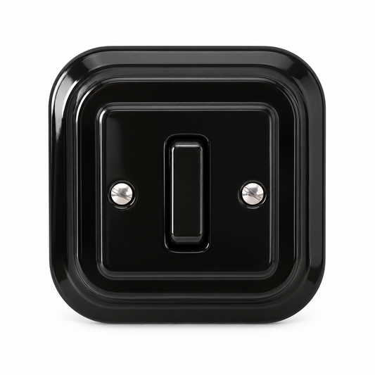 Nero 1 Gang 2 Way Square Porcelain Light Switch