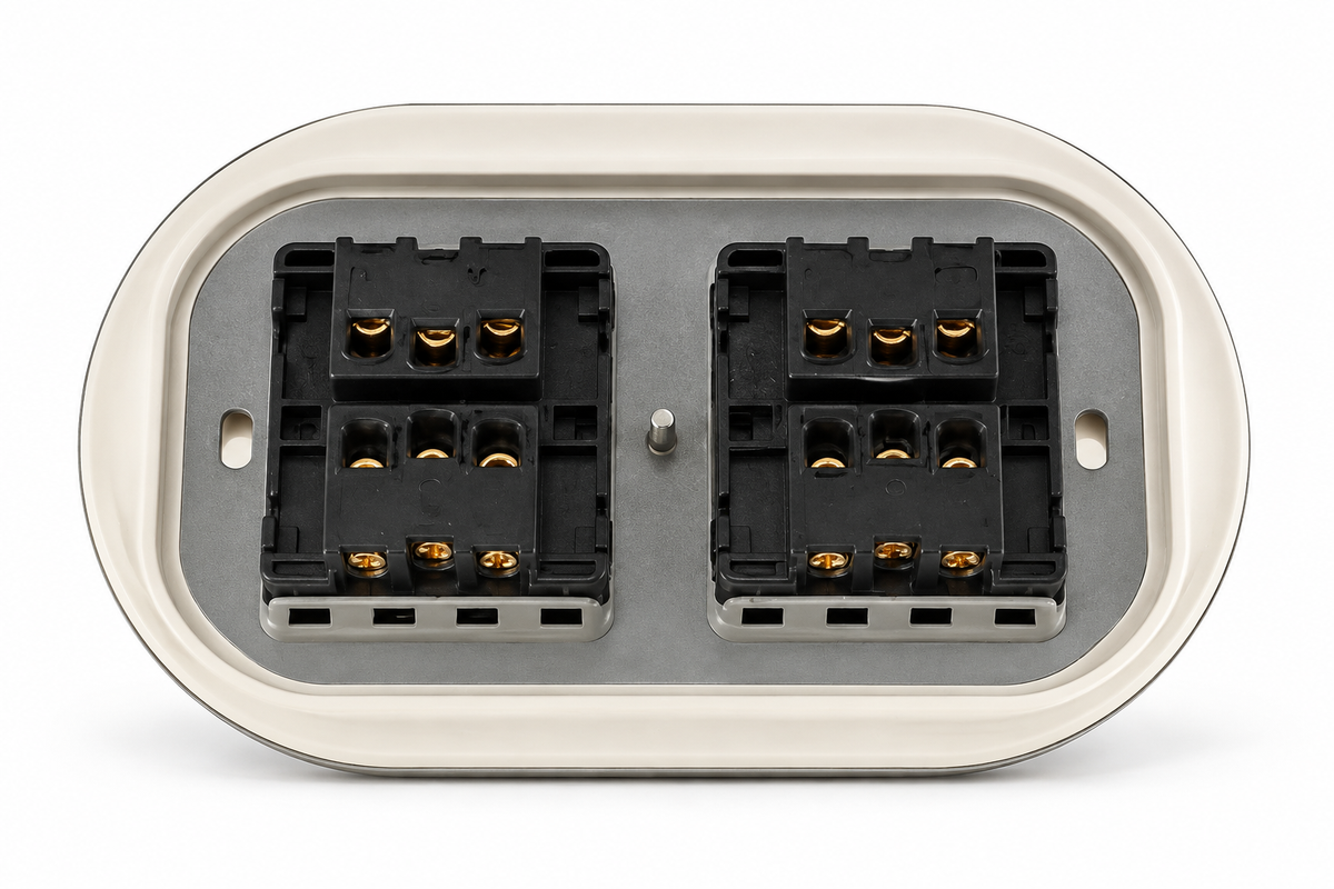 Nero 4 Gang Double Porcelain Light Switch