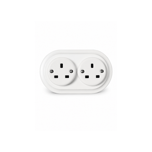 Polar White Porcelain Double Type G Plug Socket