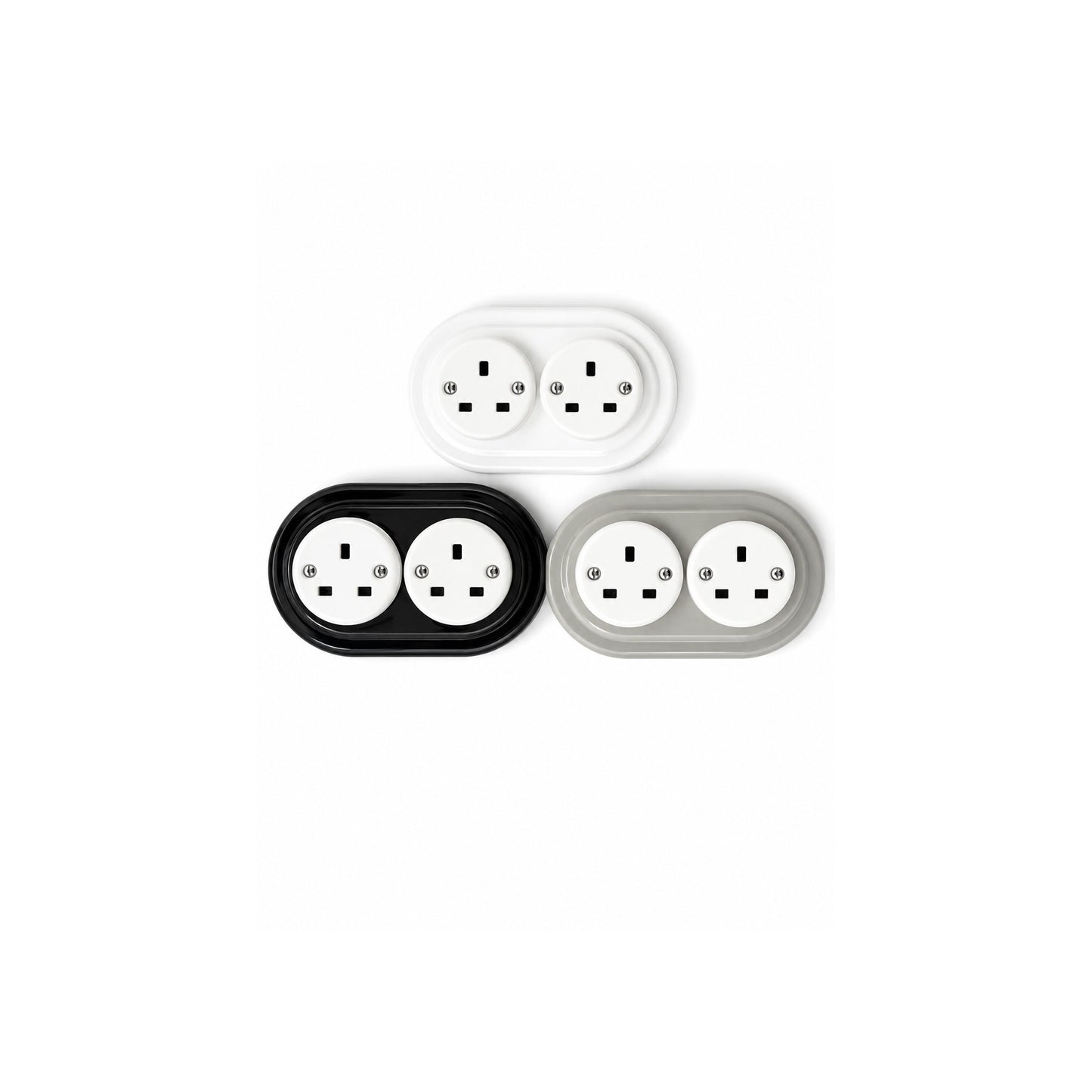 Polar White Porcelain Double Type G Plug Socket