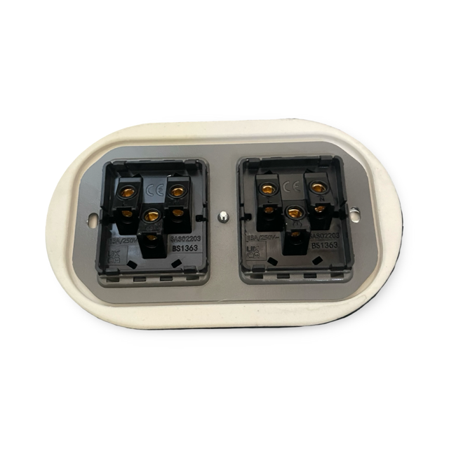 Retro Porcelain Double UK Plug Socket Black