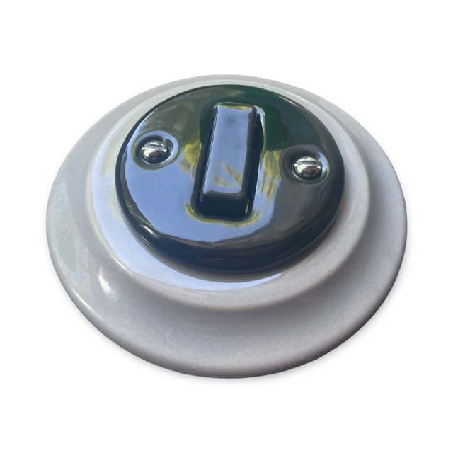 black grey ceramic light switch. 2 way