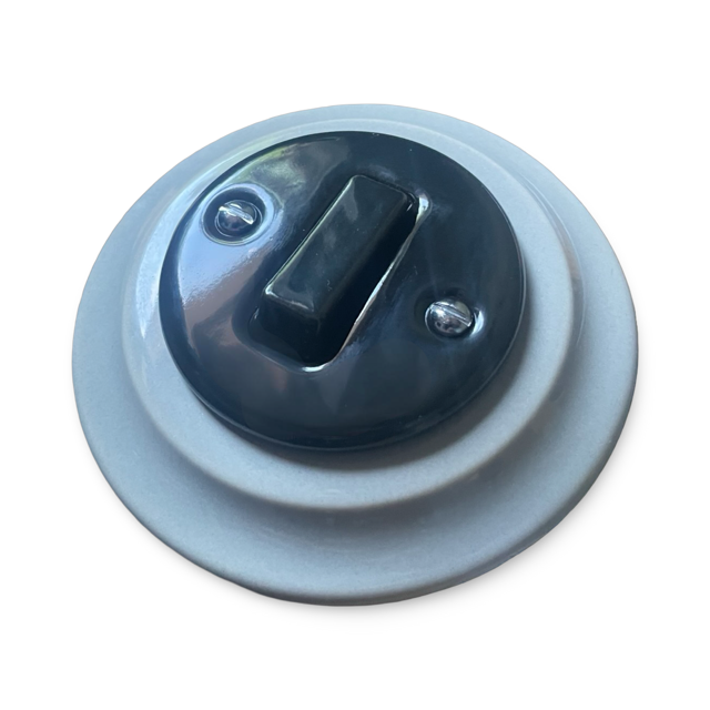 1 Gang 2 Way Porcelain Light Switch Black Grey Mix