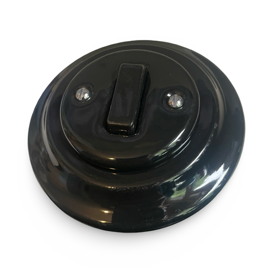 Gloss Black Ceramic Light Switch 2 Way