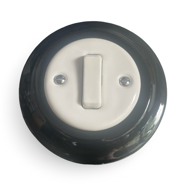 1 Gang 2 Way Porcelain Light Switch Black & White