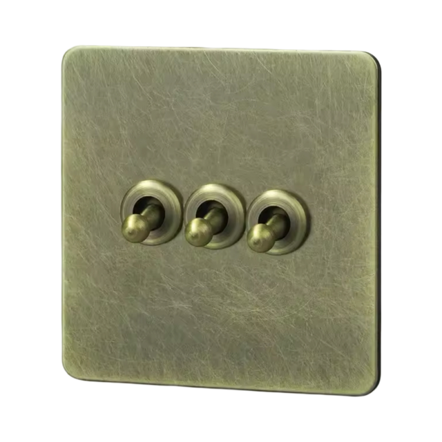 brass 3 gang toggle light switch