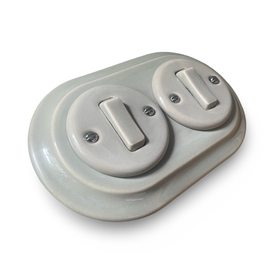 grey ceramic double light switch