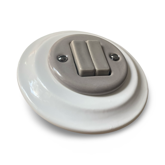 2 Gang 2 Way Porcelain Light Switch Miami Grey White Mix