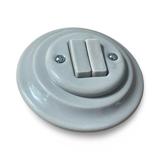 2 Gang 2 Way Porcelain Light Switch Miami Grey