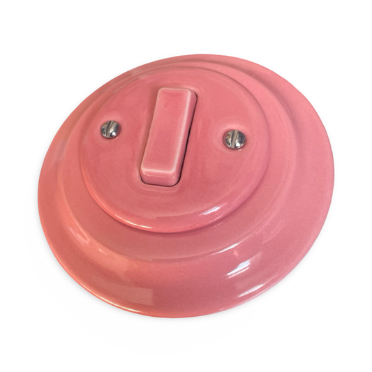 Pink Light Switch. Pink ceramic 2 way uk light switch