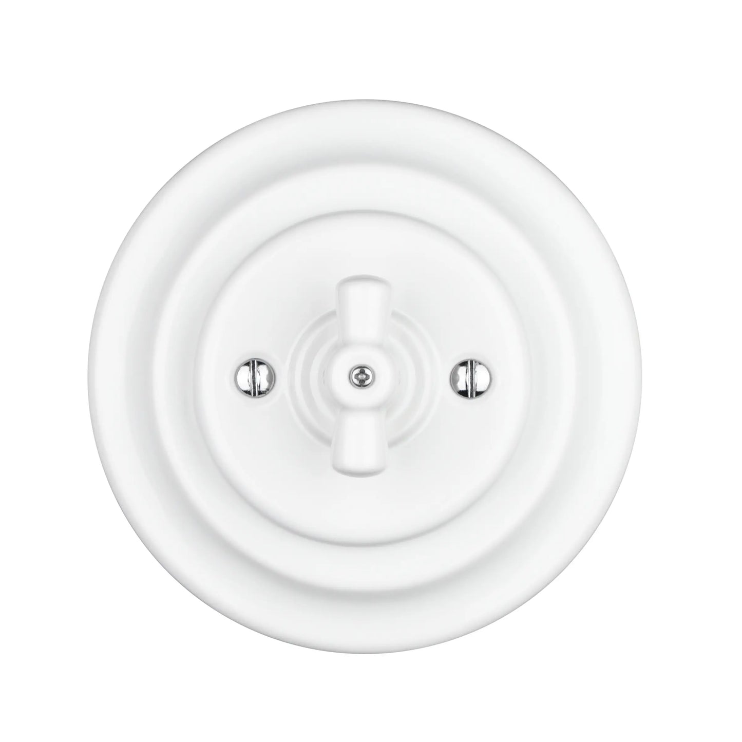 1 Gang 2 Way Porcelain Rotary Light Switch White – Ceramic Sockets