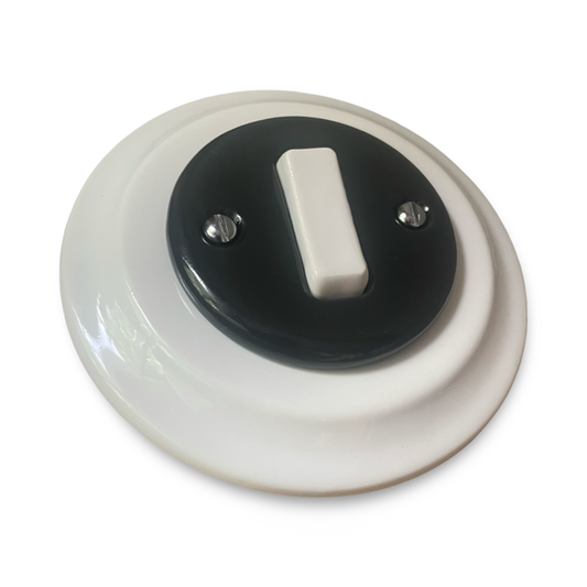 1 Gang 2 Way Porcelain Light Switch White Switch